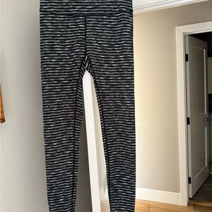 Zella Black and White Striped Leggings
